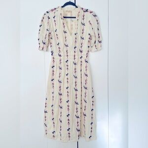 Elegant Cream Embroidered Dress